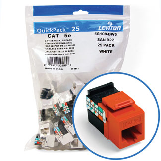 Leviton GigaMax 5e QuickPort Connector Quickpack CAT 5e 25-pack Orange