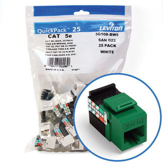 Leviton GigaMax 5e QuickPort Connector Quickpack CAT 5e 25-pack Green