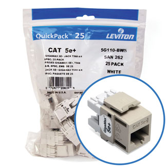 Leviton GigaMax 5e+ QuickPort Connector Quickpack CAT 5e 25-pack Ivory