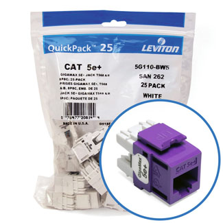 Leviton GigaMax 5e+ QuickPort Connector Quickpack CAT 5e 25-pack Purple