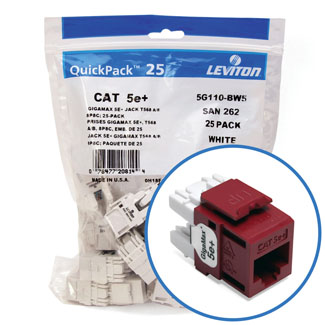Leviton GigaMax 5e+ QuickPort Connector Quickpack CAT 5e 25-pack Red