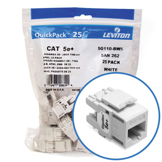 Leviton GigaMax 5e+ QuickPort Connector Quickpack CAT 5e 25-pack White