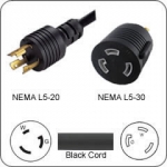 Plug Adapter Locking L5-20 Plug to L5-30 Connector 1 Foot Cord