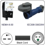 Plug Adapter NEMA 6-30 Plug to 330C6W Connector 1 Foot Cord