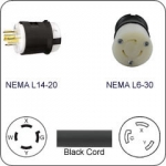 Plug Adapter NEMA L14-20 Plug to L6-30 Connector 1 Foot Cord