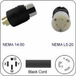 Plug Adapter NEMA 14-50 Plug to L5-20 Connector 1 Foot Cord