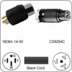 Plug Adapter NEMA 14-50 Plug to CS8264C Connector 1 Foot Cord