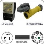 Plug Adapter NEMA 5-30 Plug to 330C4W Connector 1 Foot Cord