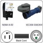 Plug Adapter NEMA 6-50 Plug to 330C6W Connector 1 Foot Cord