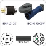 Plug Adapter NEMA L21-20 Plug to 520C9W Connector 1 Foot Cord
