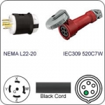Plug Adapter NEMA L22-20 Plug to 520C7W Connector 1 Foot Cord