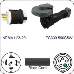 Plug Adapter NEMA L23-20 Plug to 520C5W Connector 1 Foot Cord
