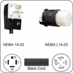 Plug Adapter NEMA 14-20 Plug to L14-20 Connector 1 Foot Cord