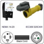 Plug Adapter NEMA 14-20 Plug to 320C4W Connector 1 Foot Cord