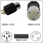 Plug Adapter NEMA 14-50 Plug to L6-30 Connector 1 Foot Cord