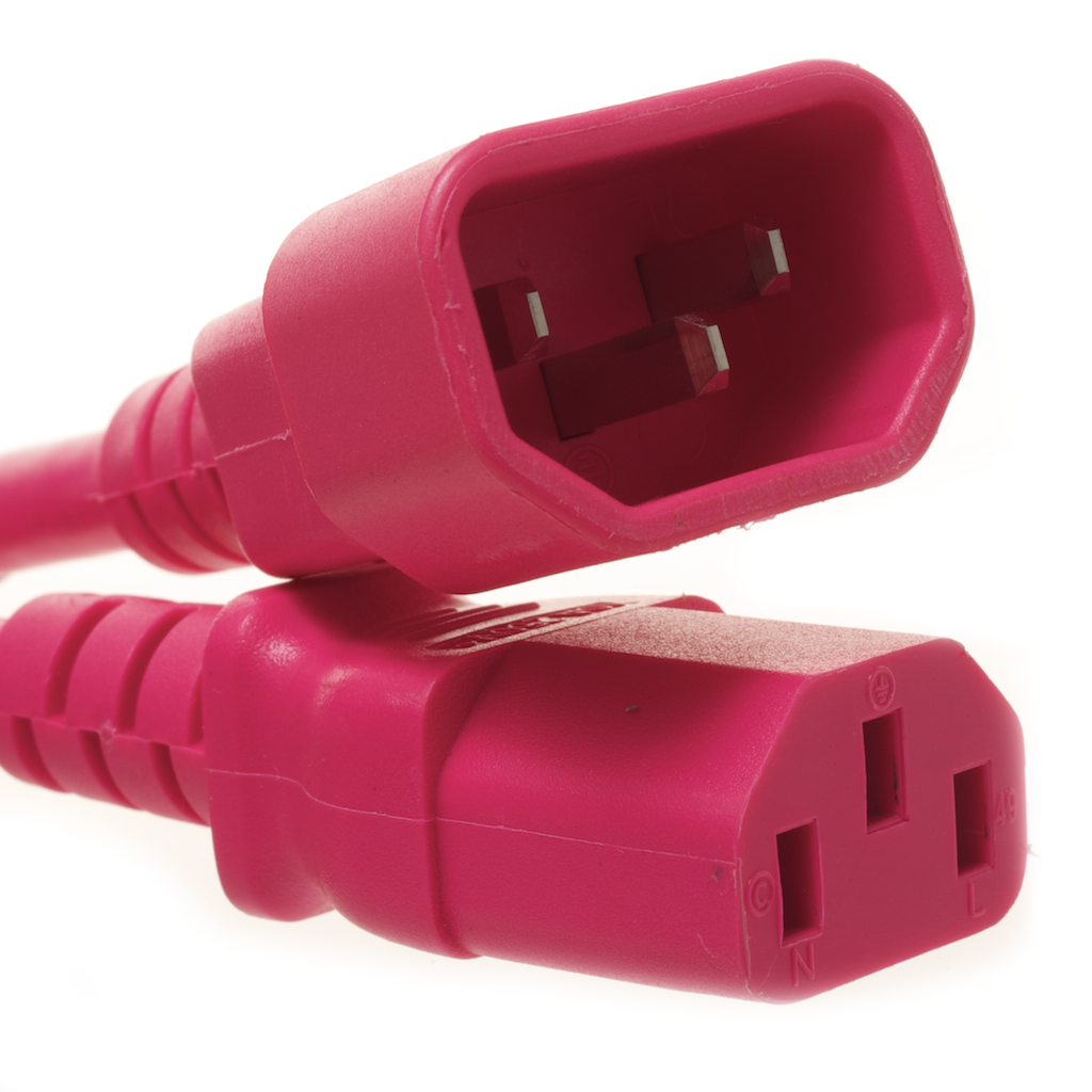 IEC C14 to IEC C13 10Amp-Pink