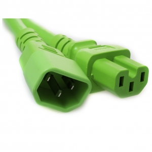 15 FT C14-C15 Green PDU- Server 15 Amp Power Cord