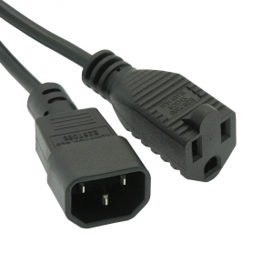 Power Cord IEC320 C14 to NEMA 5-15R - 10Amp 18awg - 1 Ft
