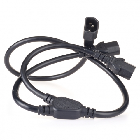 Black Splitter Power Cord C14 To 2xC13 15 amp - shop cables.com.