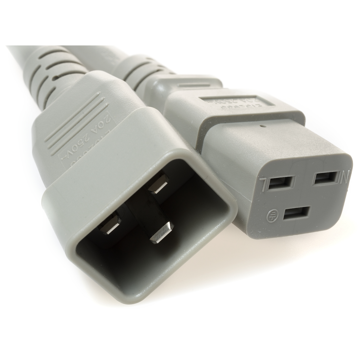 1 Feet C20 to C19 PDU to Server 20 Amp Power Cord- Gray