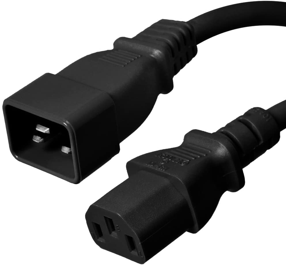 C20 TO C13 PDU to Server 15 Amp Power Cord- Black