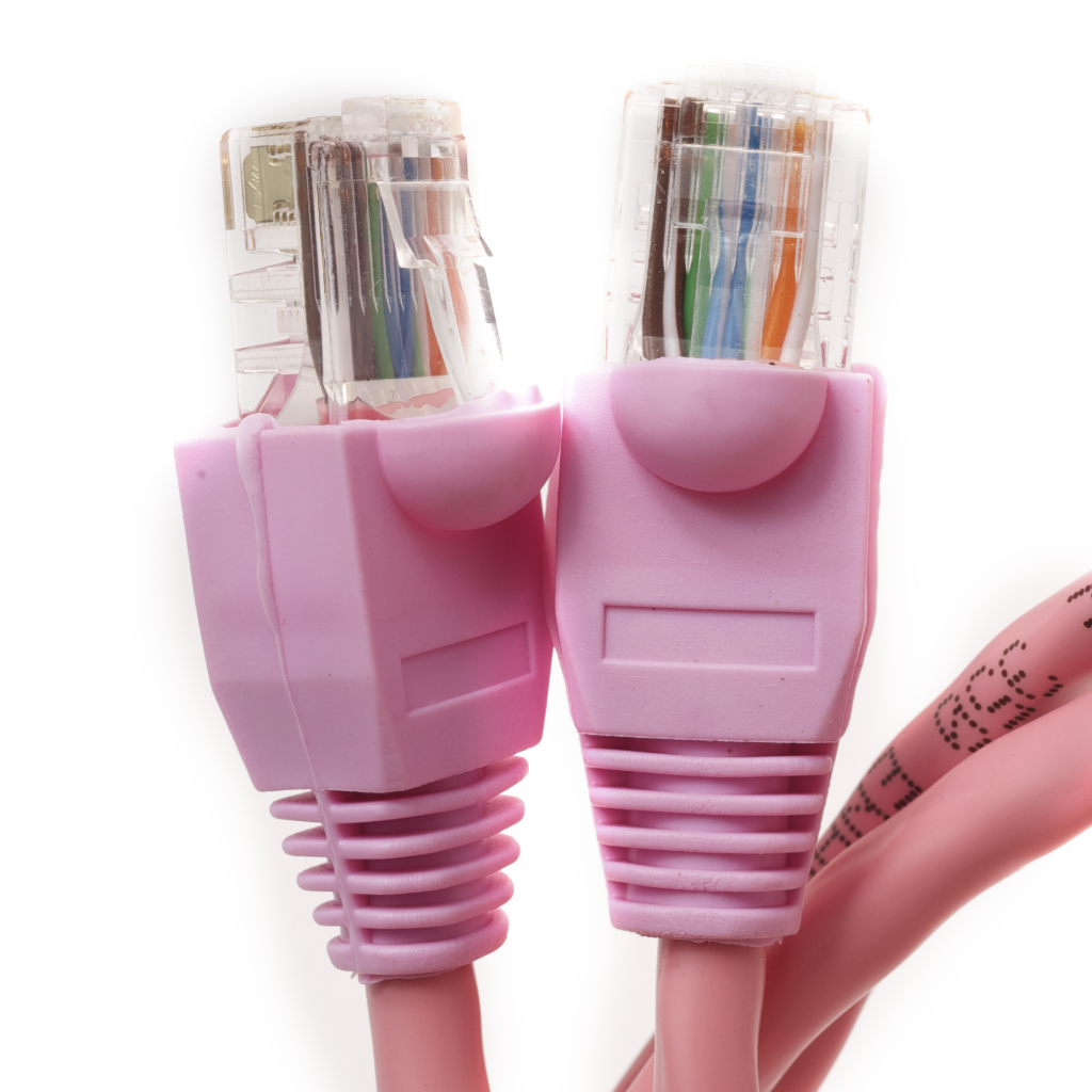 7ft Cat6 Ethernet Patch Cable - Pink Color - Snagless Boot