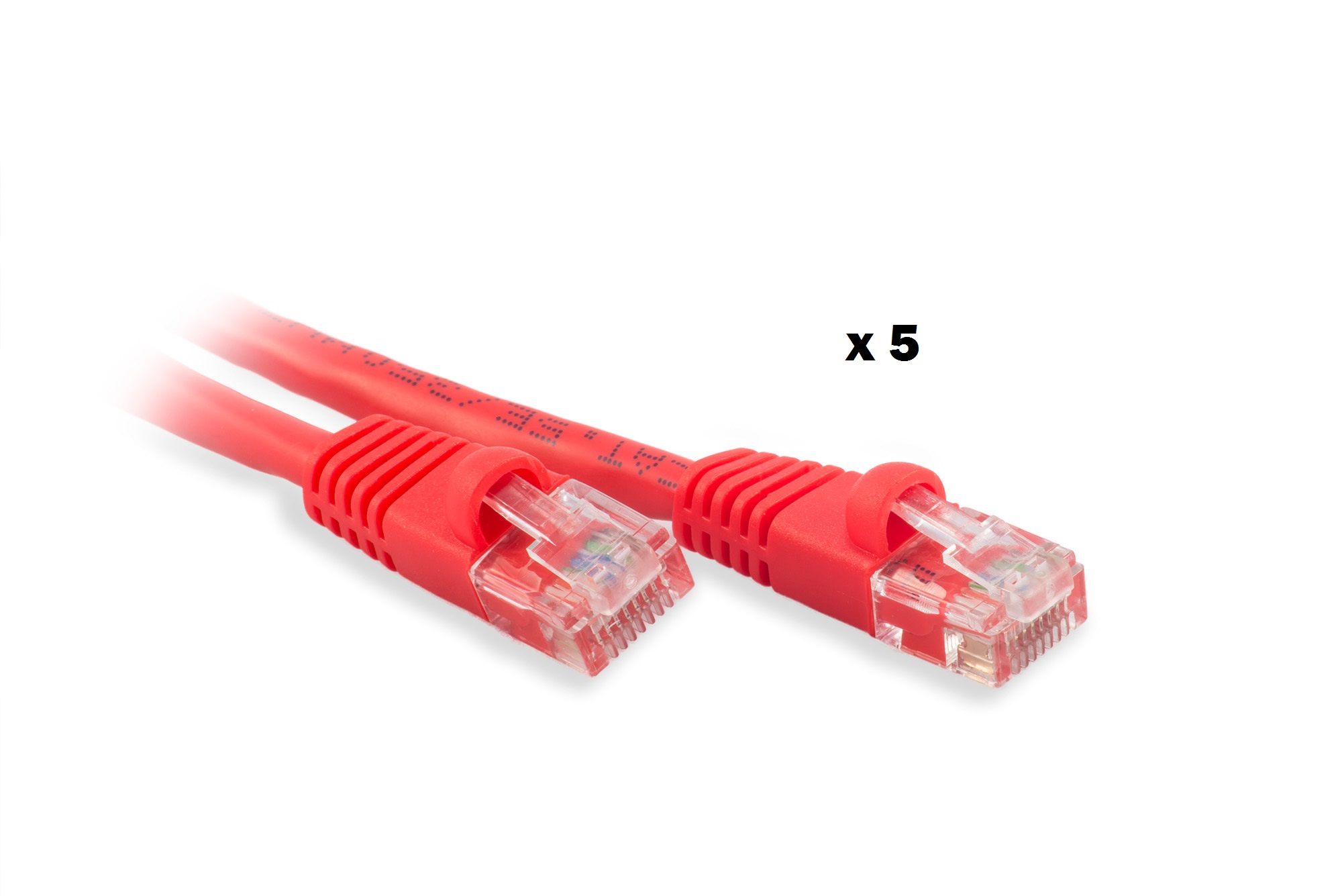 14 Feet Red Cat6 5 Pack Molded Snagless Boot 550MHz RJ45 Network Patch Cable