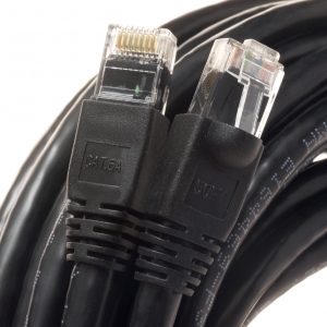 25Ft Cat6A 24AWG Black Snagless Ethernet Network Patch Cable