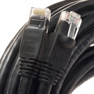 50Ft Cat6A 24AWG Black Snagless Ethernet Network Patch Cable