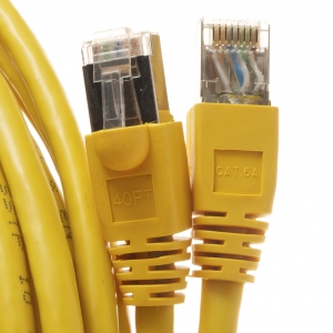 100Ft Cat6A 24AWG Yellow Snagless Ethernet Network Patch Cable