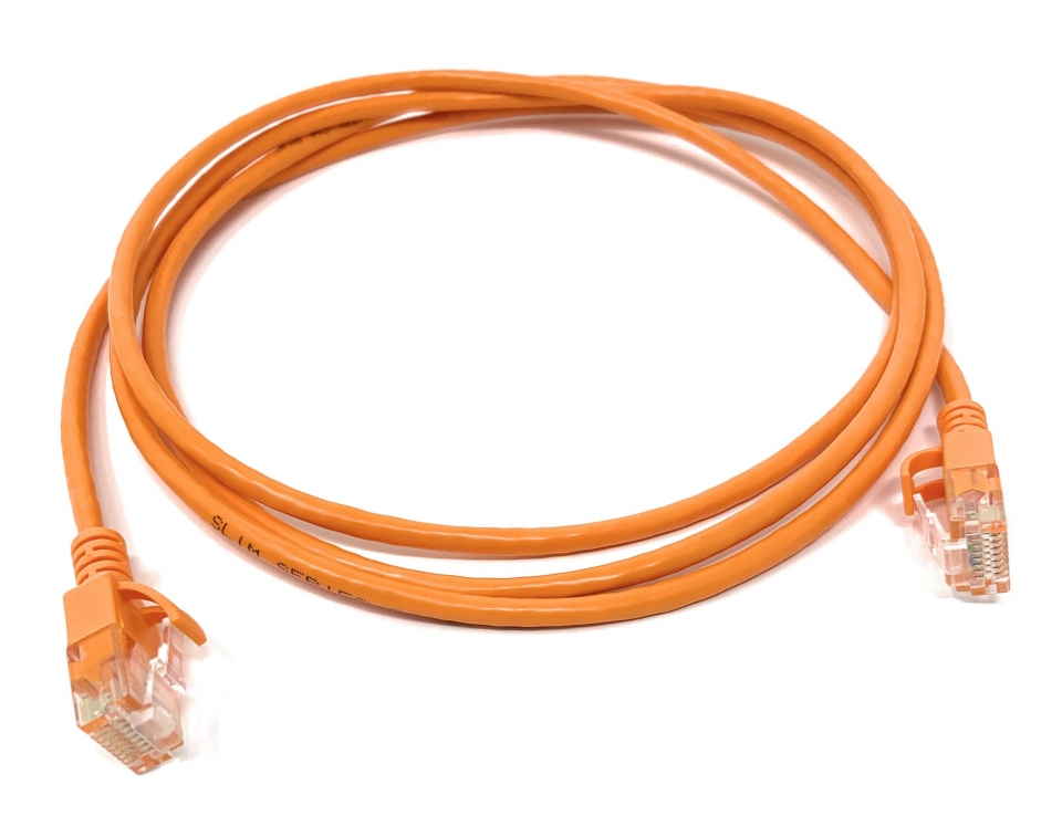 0.5Ft Cat6A UTP Slim Ethernet Network Booted Cable 28AWG Orange