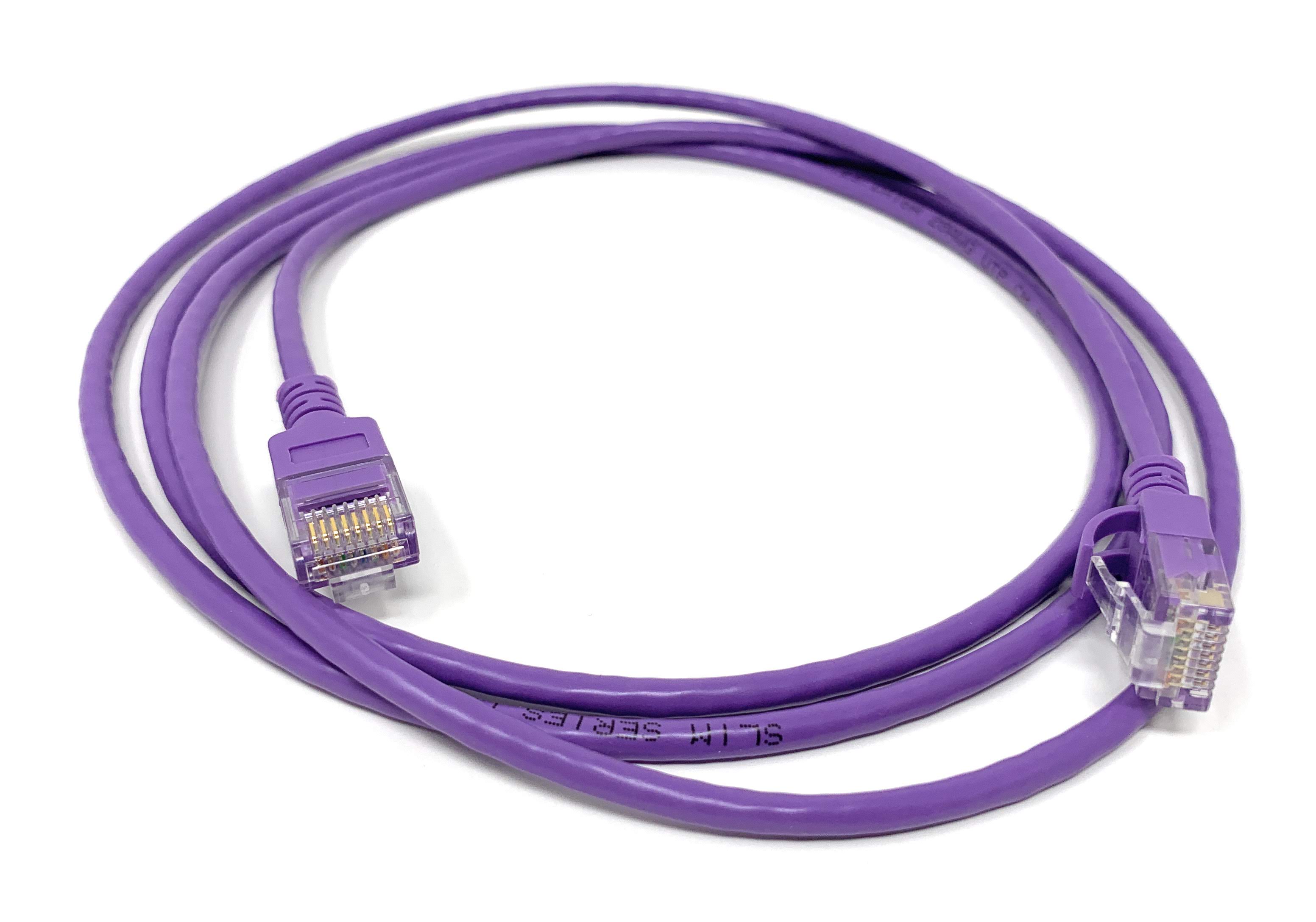 15Ft Cat6A UTP Slim Ethernet Network Booted Cable 28AWG Purple