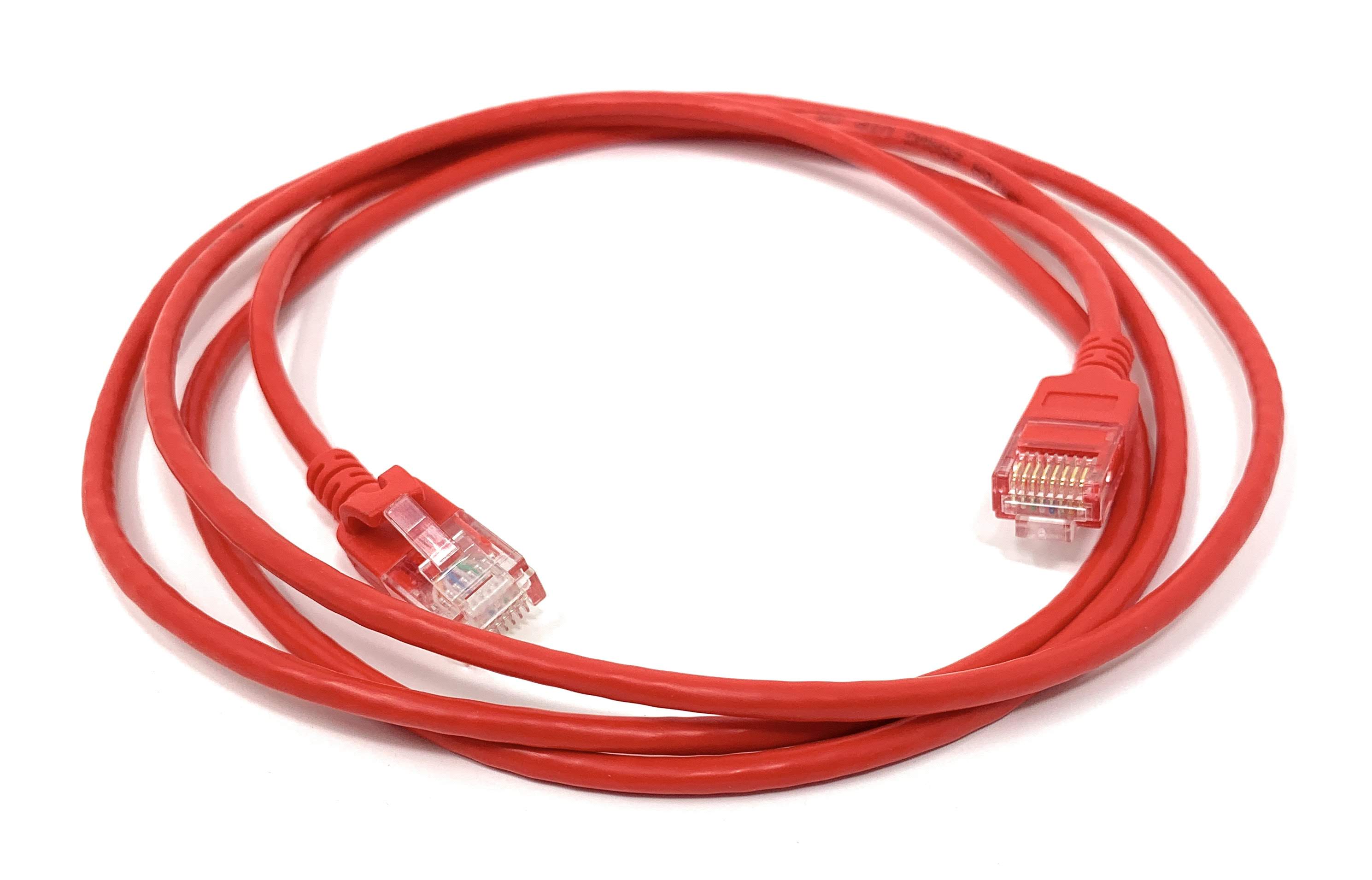 2Ft Cat6A UTP Slim Ethernet Network Booted Cable 28AWG Red