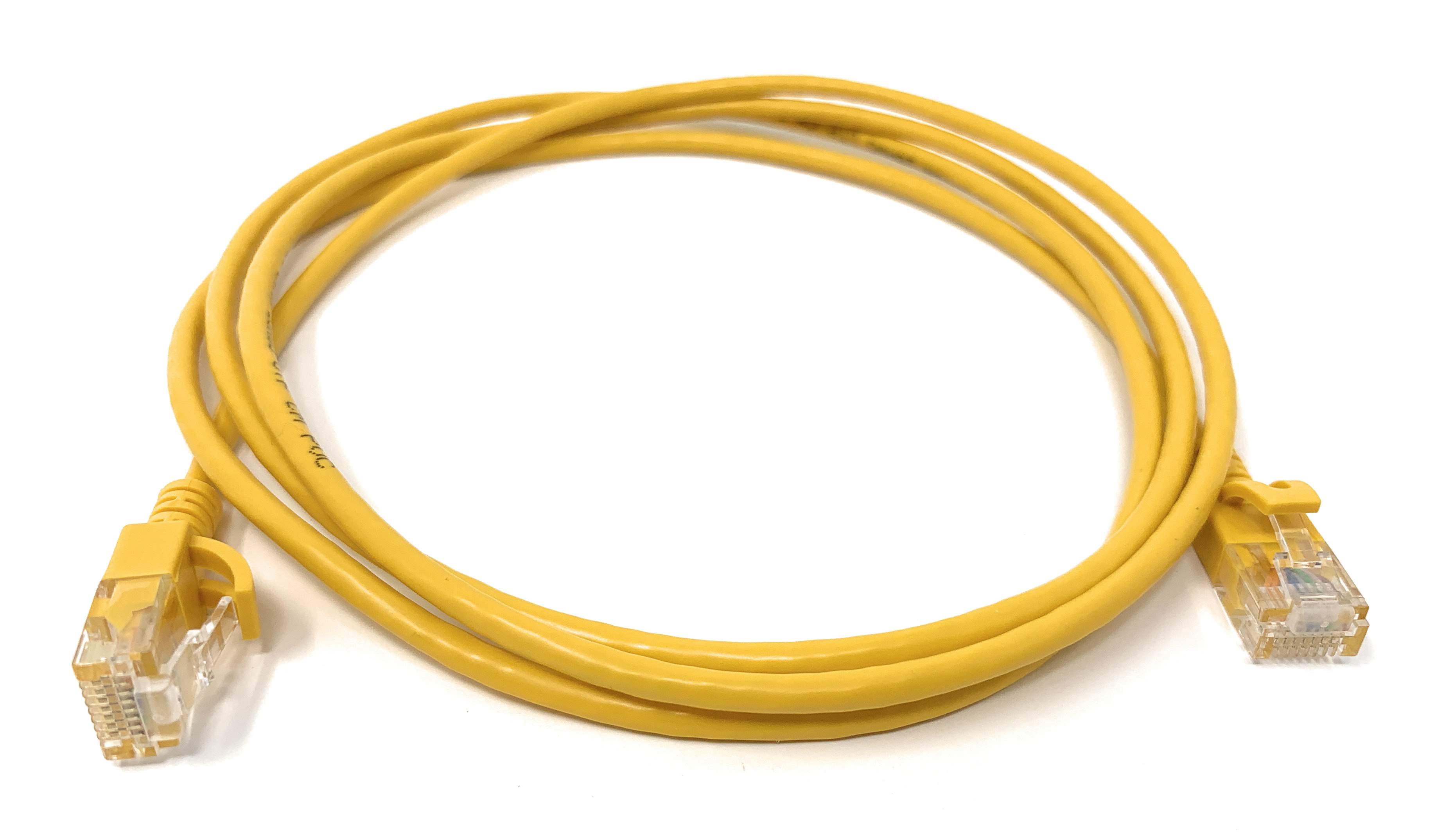 2Ft Cat6A UTP Slim Ethernet Network Booted Cable 28AWG Yellow