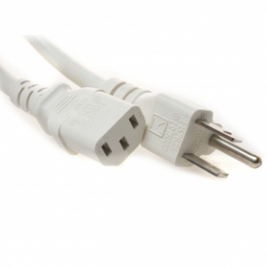 3 Ft. White Power Cord 5-15P TO C13  PC to AC Outlet 10 Amp