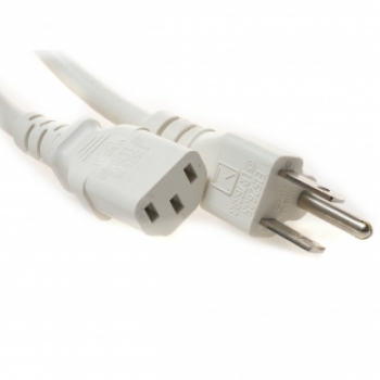 15 Ft. White Power Cord 5-15P TO C13  PC to AC Outlet 10 Amp