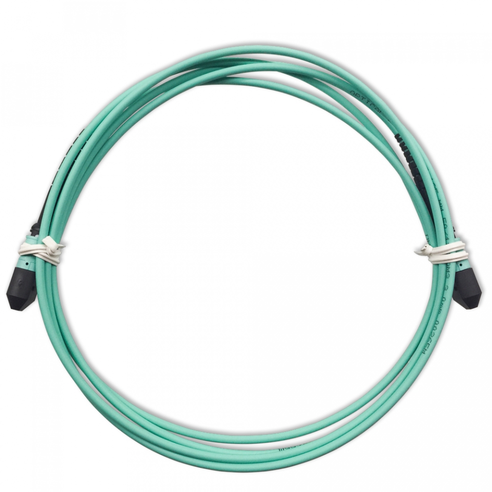 MPO 12 Female Connector OM3 Fiber Optic Cable- 10 Meter