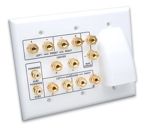 Whole House Audio and 7.2 Home Theater Wall Plate- White