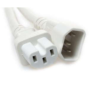 4 FT C14-C15 White PDU- Server 15 Amp Power Cord