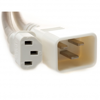 C20 Plug Male to C13 Connector Female 15 Feet 15 Amp 14/3 SJT 250v Power Cord- White