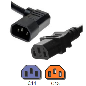 IEC C14 Left to IEC C13 10A 250V - 10 ft