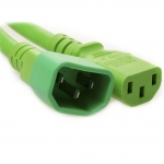 C14 Plug to C13 Connector 15amp 14/3 SJT 250v Green Power Cord- 1 Feet
