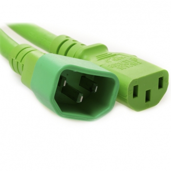 C14 Plug to C13 Connector 15amp 14/3 SJT 250v Green Power Cord- 6 Feet