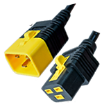 black and yellow C20 to C19 V-Lock Power Cord - shop cables.com.