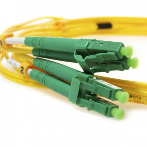 Yellow LC APC/LC APC Duplex SingleMode 9/125 Fiber Optic Patch Cable - shop cables.com.
