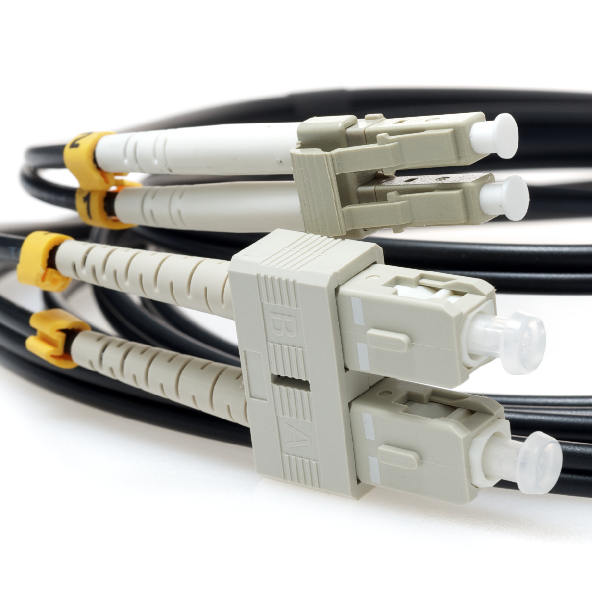 OM4 LC to SC Fiber Cables with Black Jacket