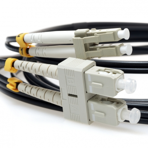 LC TO SC 62.5/125 Duplex Multimode Fiber Optic Cable-1 Meter Black Jacket