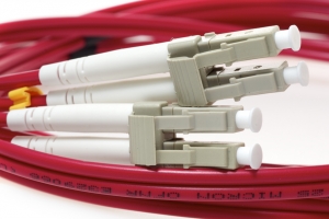LC TO LC 50/125 OM4 Duplex Multimode Fiber Optic Cable-1 Meter Red Jacket