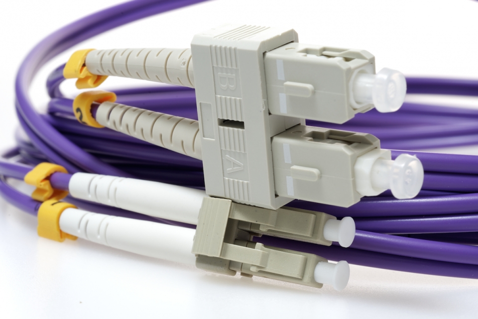 LC TO SC 62.5/125 Duplex Multimode Fiber Optic Cable-10 Meter Purple Jacket