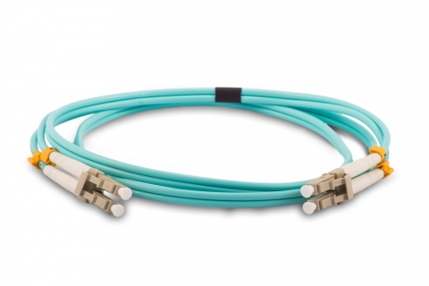 aqua blue OM3 multimode fiber optic cable - shop cables.com.